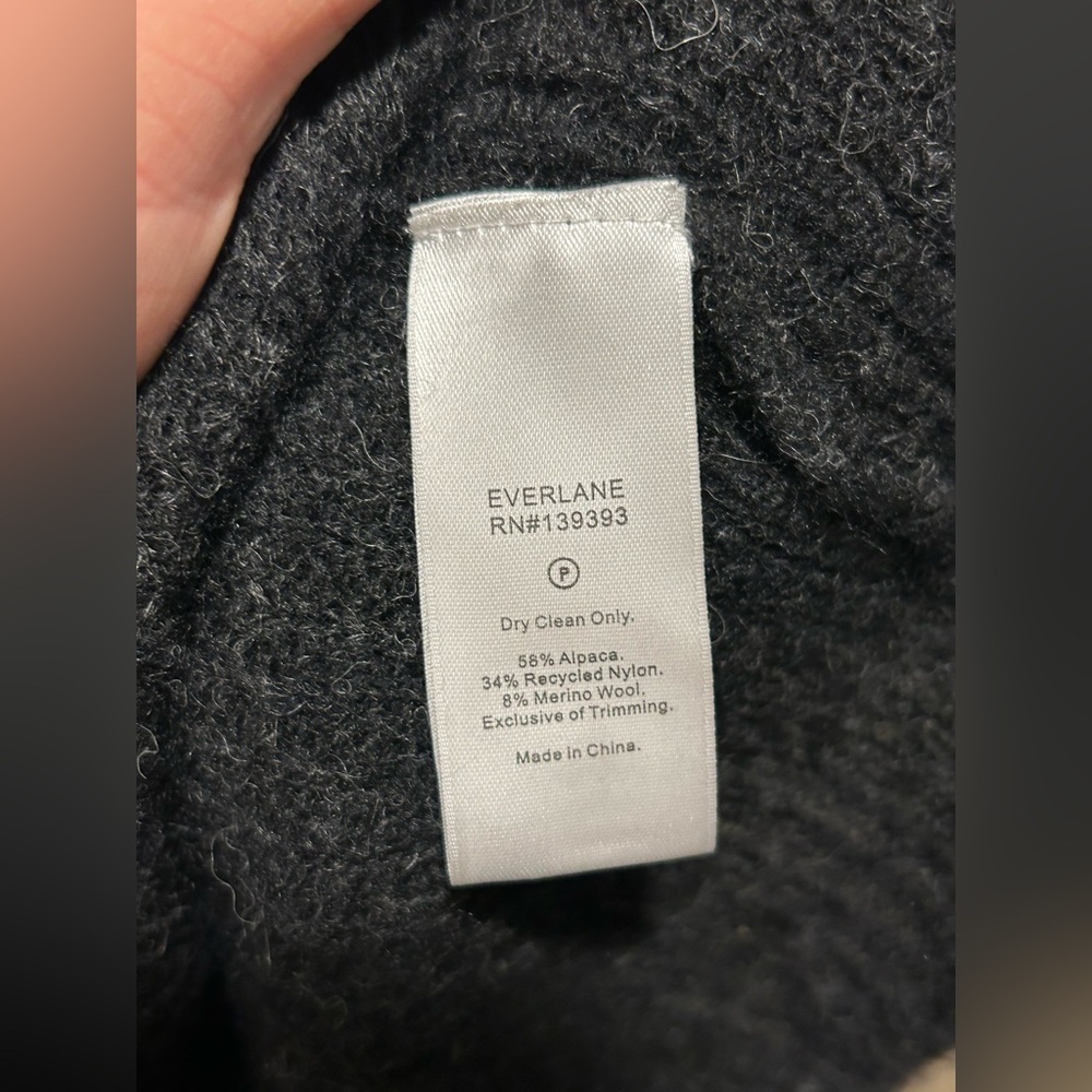 Everlane The Oversized Alpaca Pocket Cardigan Black Heather , Large - Picture 7 of 7